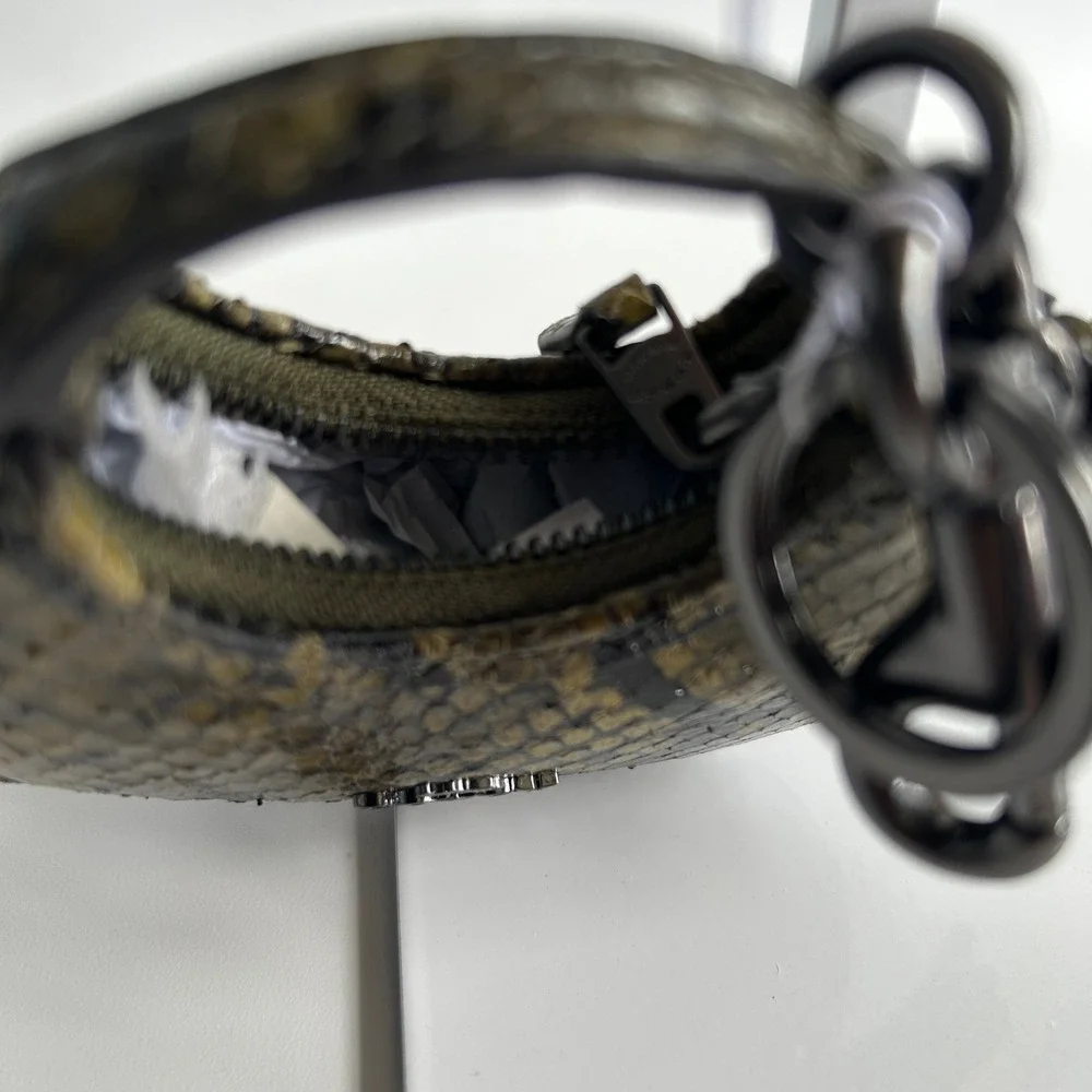 Coach Carmen Green Snake Print Embossed Leather Bag Charm NWT CCF18